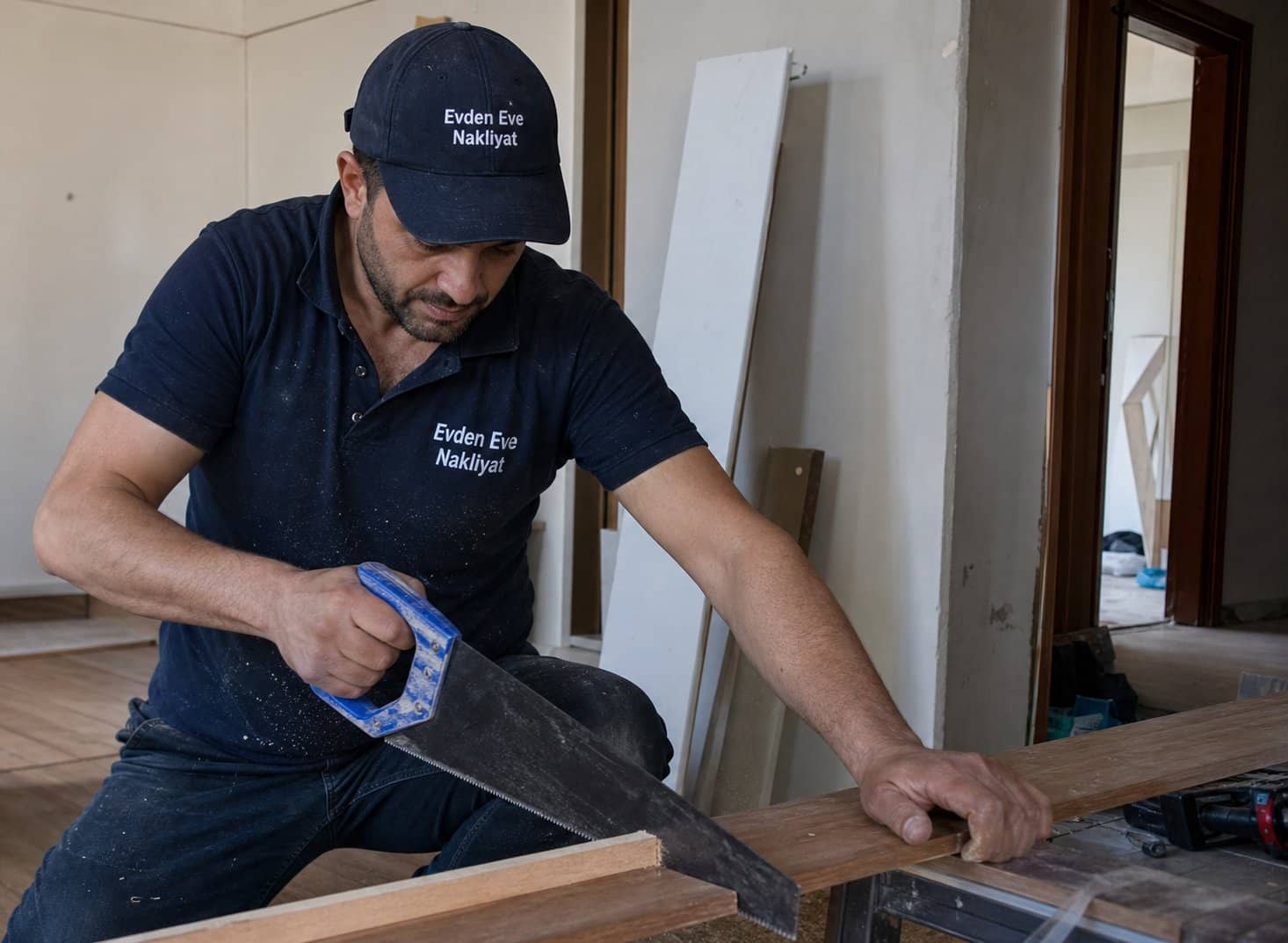 Yüksek Kat Taşımacılığı kapsamında ahsap cercevede elektrikli aletle demontaj