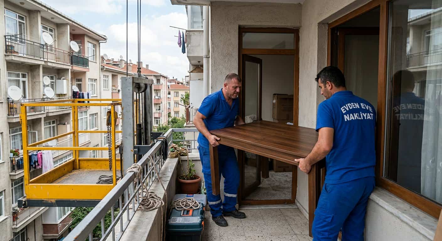 Yüksek Kat Taşımacılığı - ahsap dolabin pencereden disariya cikarilmasi