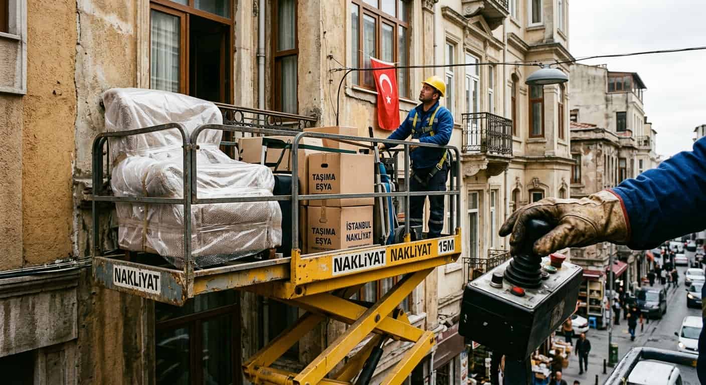 Sigortalı Nakliyat kapsamında ambalajli beyaz esyanin kaldirma platformuna alinmasi