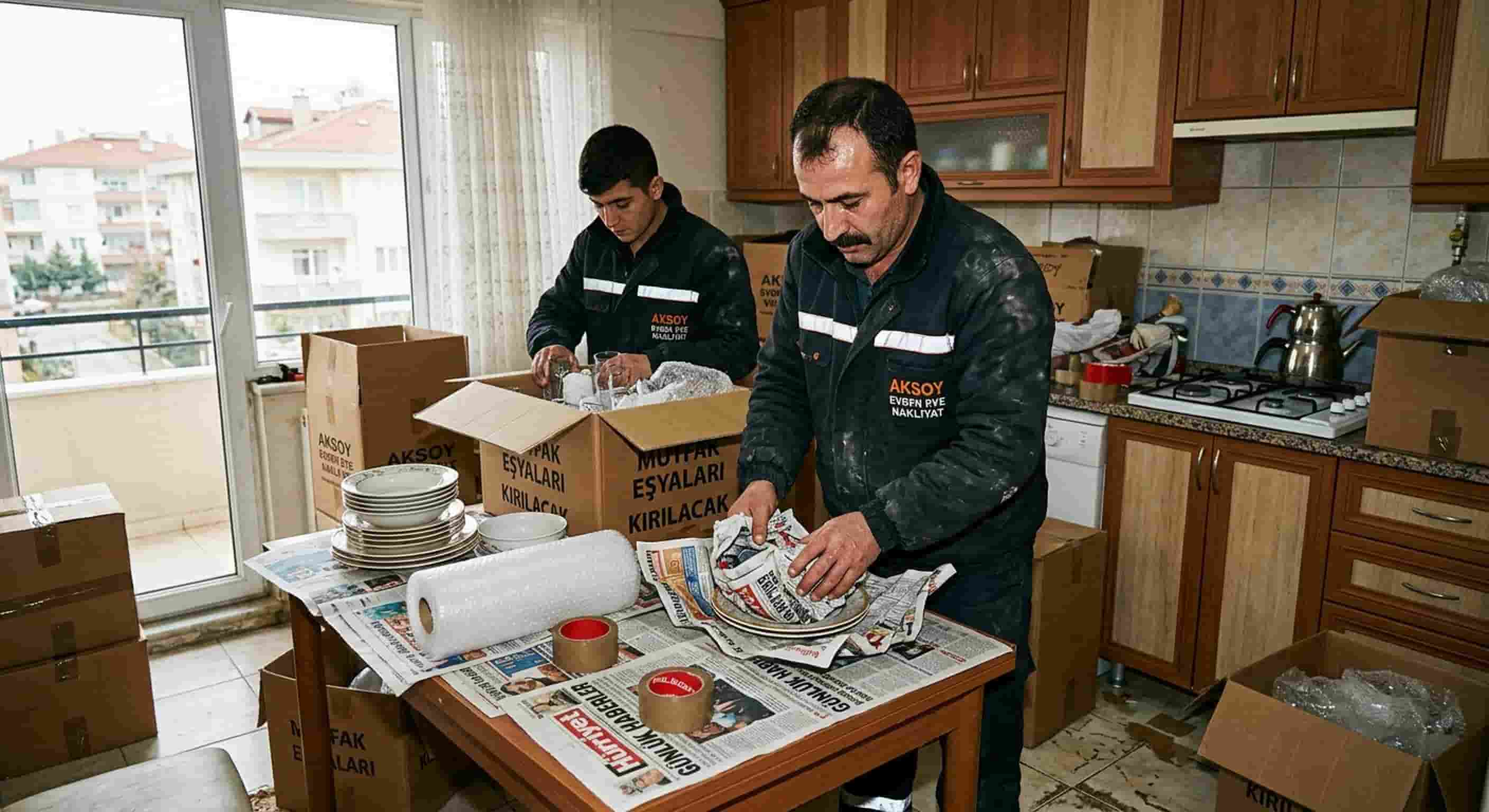Muratlı Evden Eve Nakliyat kapsamında koridor ucunda kutu toparlama