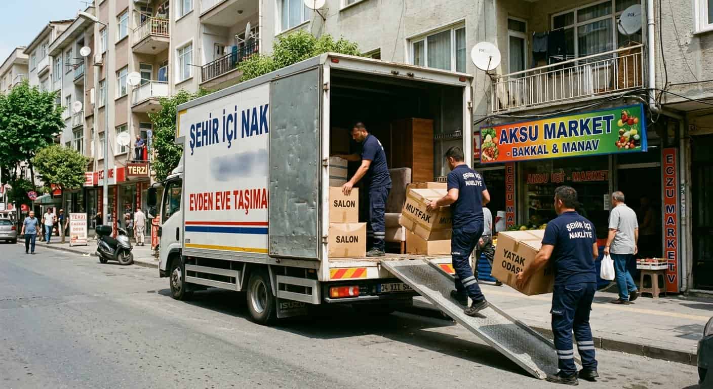 Villa Taşımacılığı kapsamında mahalle arasinda kamyonla ev tasima
