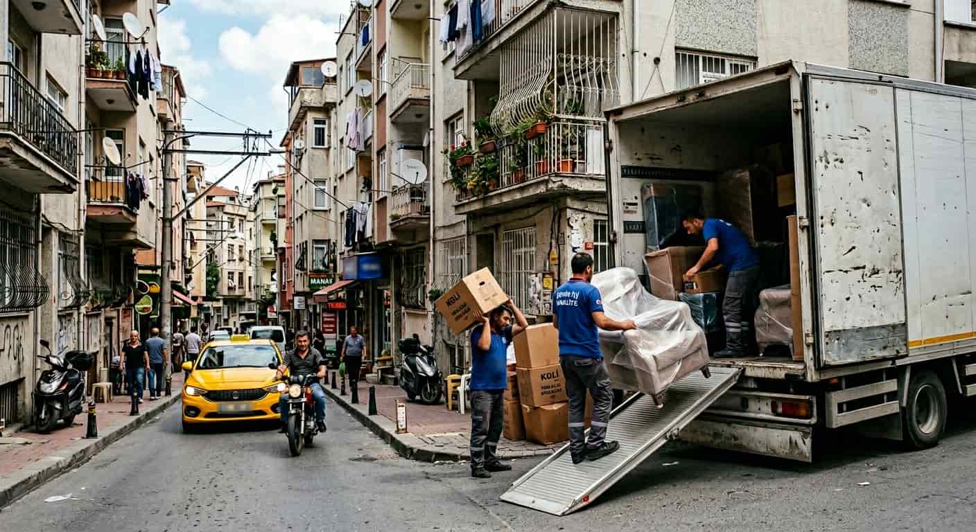 Şehir İçi Nakliyat - mahalle sokaginda toplu esya yukleme