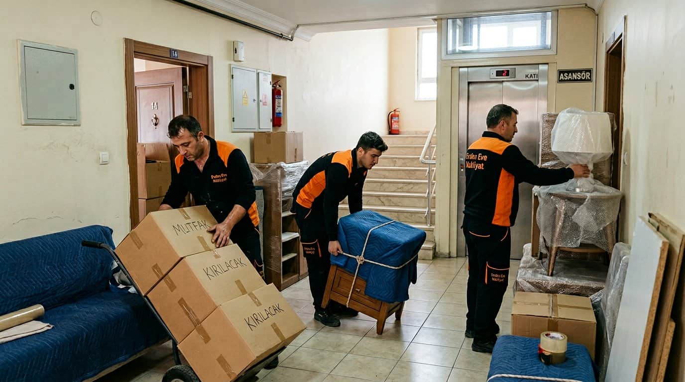 Sigortalı Nakliyat hizmeti için mavi koltuklu oda duzenlemesi